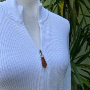 Tyler Boe Zip up White Ribbed Cardigan